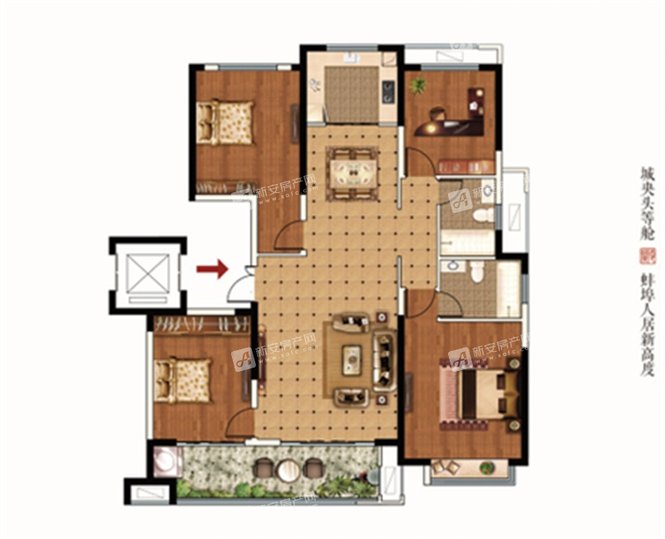 00平米户型图_荣盛兰陵御府y1洋房141-147㎡户型4室2厅-新安房产网