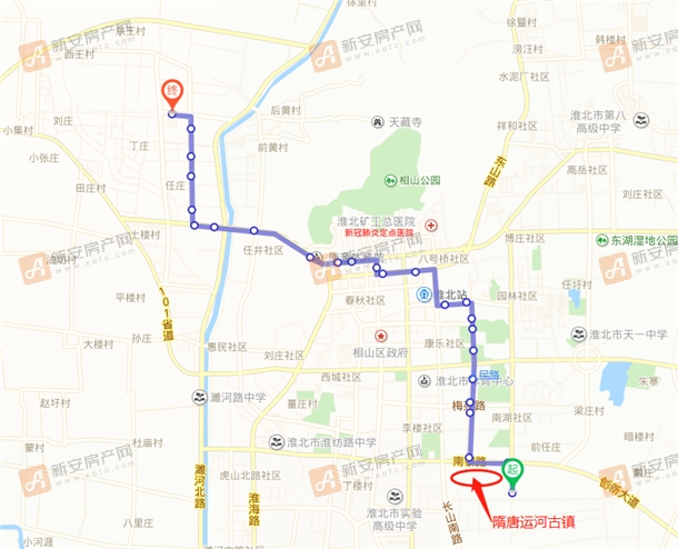 淮北27路公交车行走路线示意图