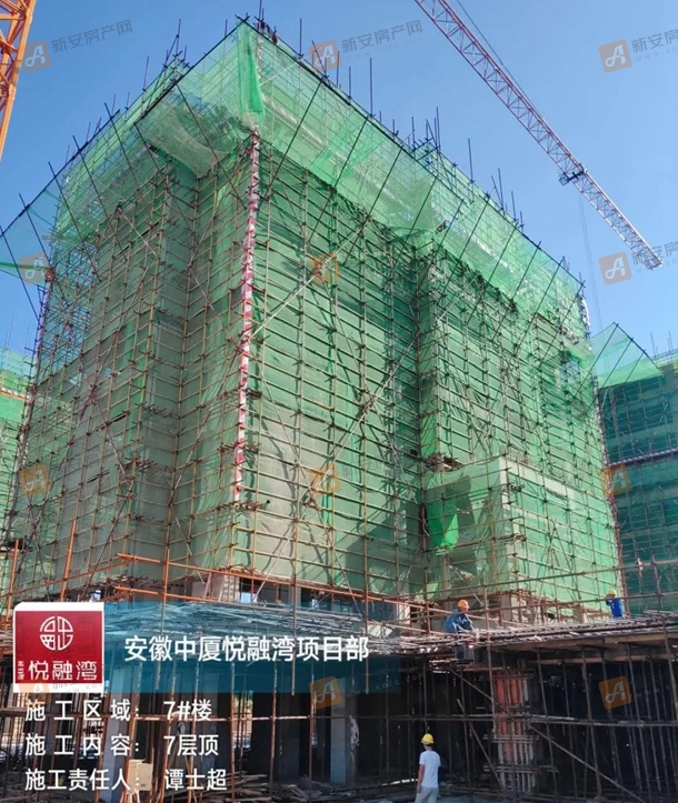 乐富强悦融湾9月工程进度:2#楼建至7层8#楼建至9层