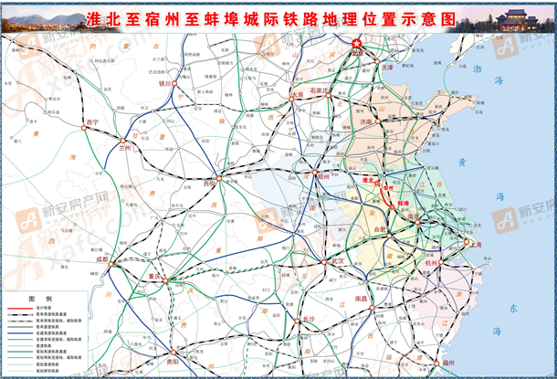 淮宿蚌城际铁路地理位置示意图