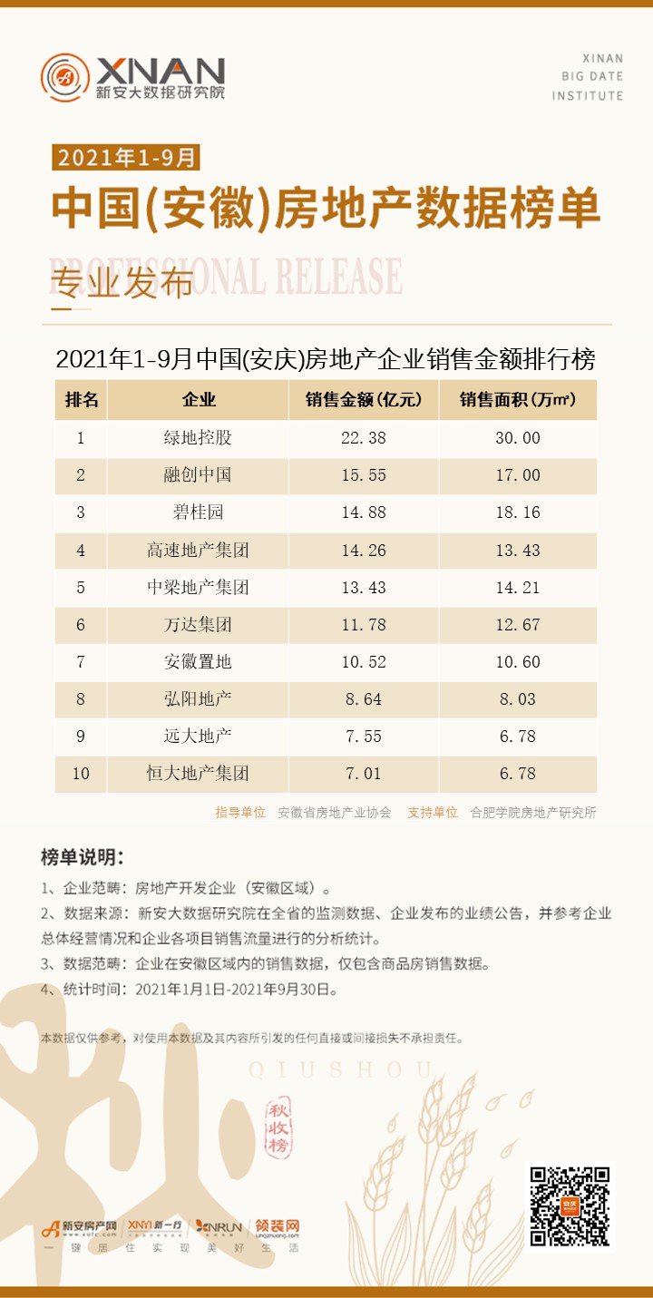 15、（安庆）房地产企业销售排行榜