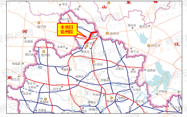 全长约3982公里徐州至淮北至阜阳高速公路宿州段即将建设