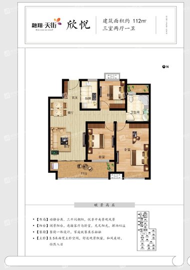 新房 萧县 融翔·天街 融翔天街:户型图 查看大图 欣悦-3室2