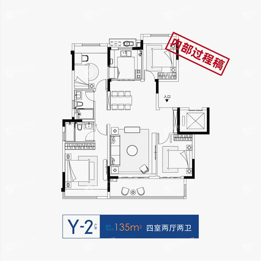Y-2-135㎡户型 4室2厅2卫135㎡