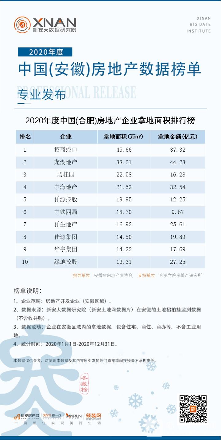 17、（合肥）房地产企业拿地面积排行榜