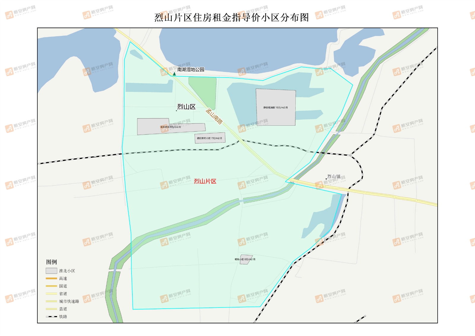 烈山片区住房租金指导价小区分布图