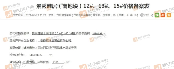 景秀淮居（南地块）价格备案 (1)