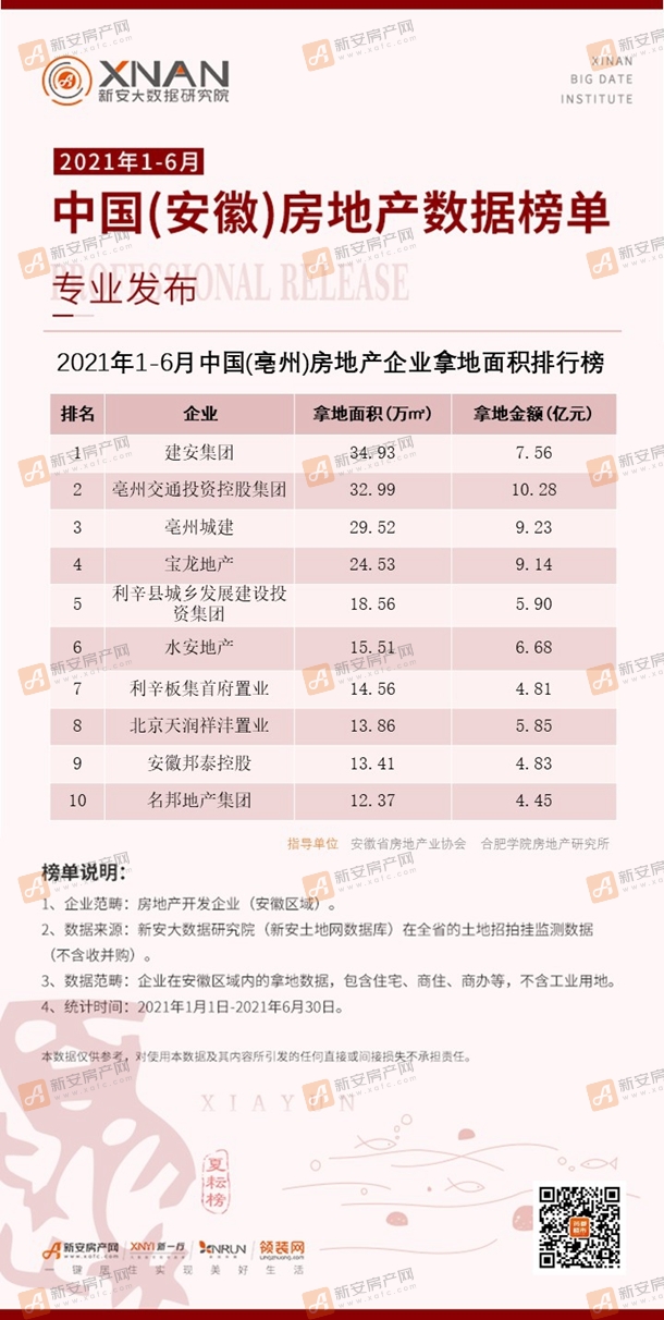 13、（亳州）房地产企业拿地面积排行榜(1)(1)